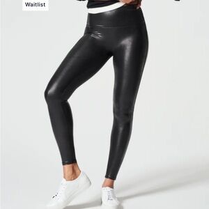 Spanx Black faux leather High-Waisted Leggings size xl
